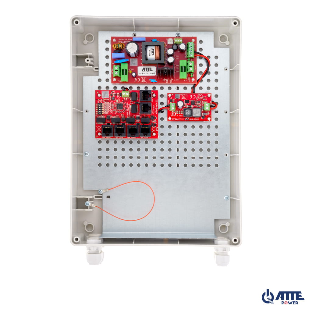 [IPUPS-5-11-XL2] ATTE - Kit PoE secouru 5 caméras – coffret extérieur, batterie 7 Ah