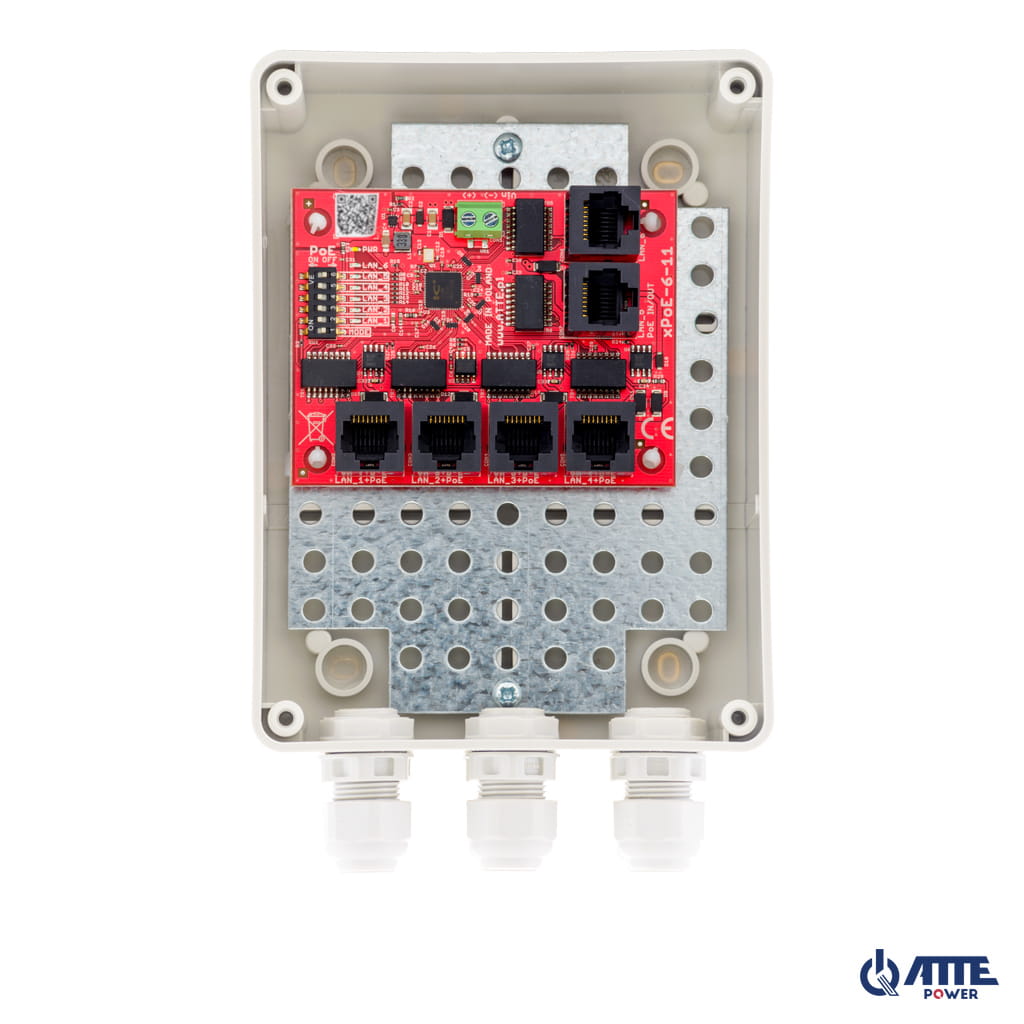 [xPoE-6-11-S2] ATTE - Switch PoE 6 ports Fast Ethernet longue portée – coffret à presse-étoupes