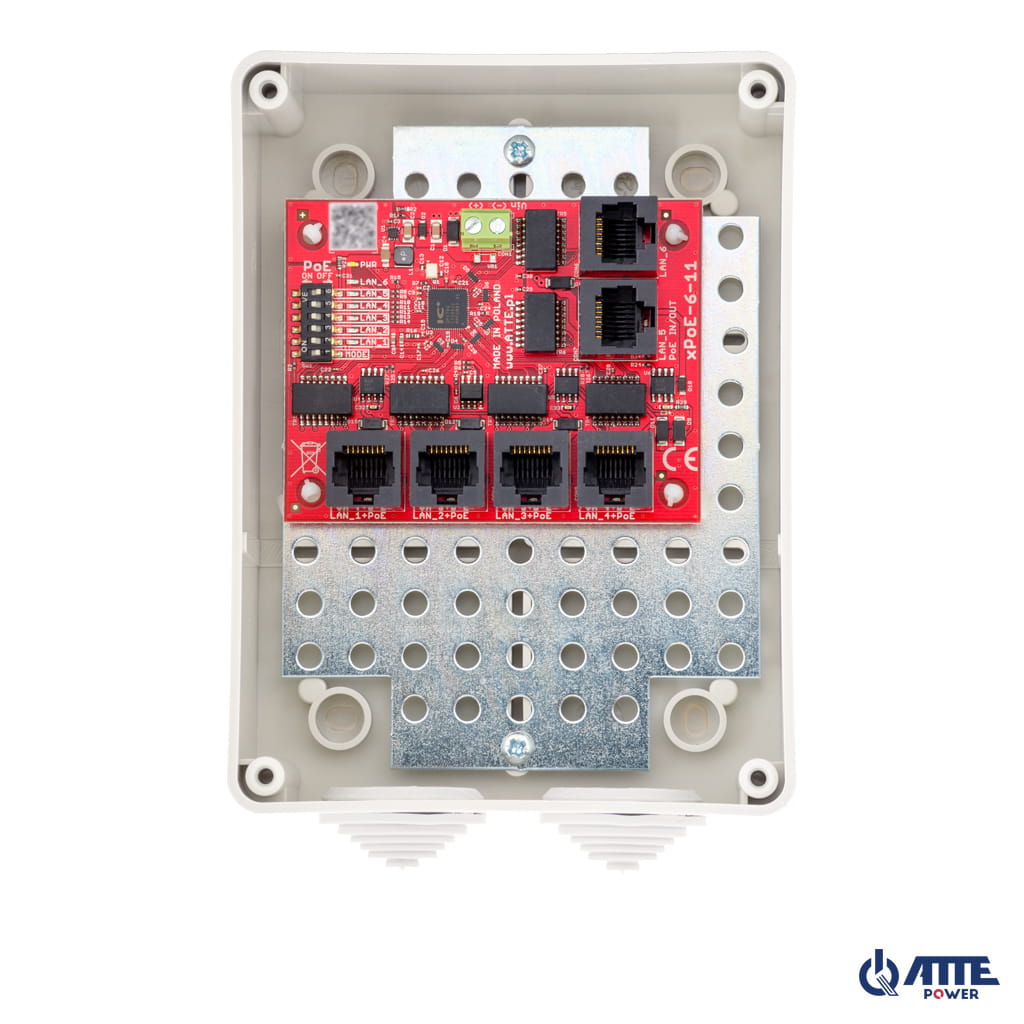 [xPoE-6-11-S3] ATTE - Switch PoE 6 ports Fast Ethernet longue portée – coffret à bouchons