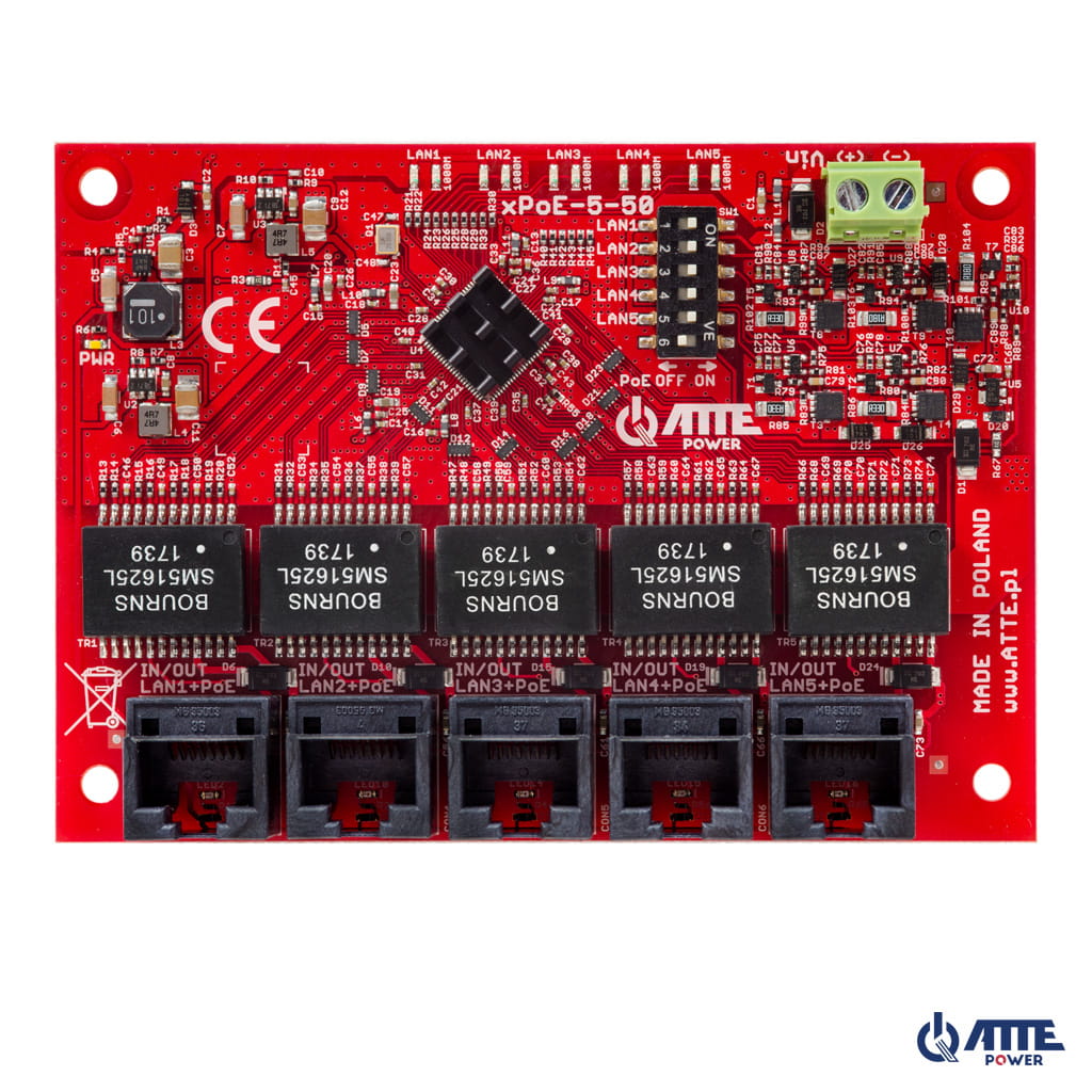 [xPoE-5-50-OF] ATTE - Switch PoE Gigabit 5 ports – 2 sorties 100 W et 3 sorties 70 W