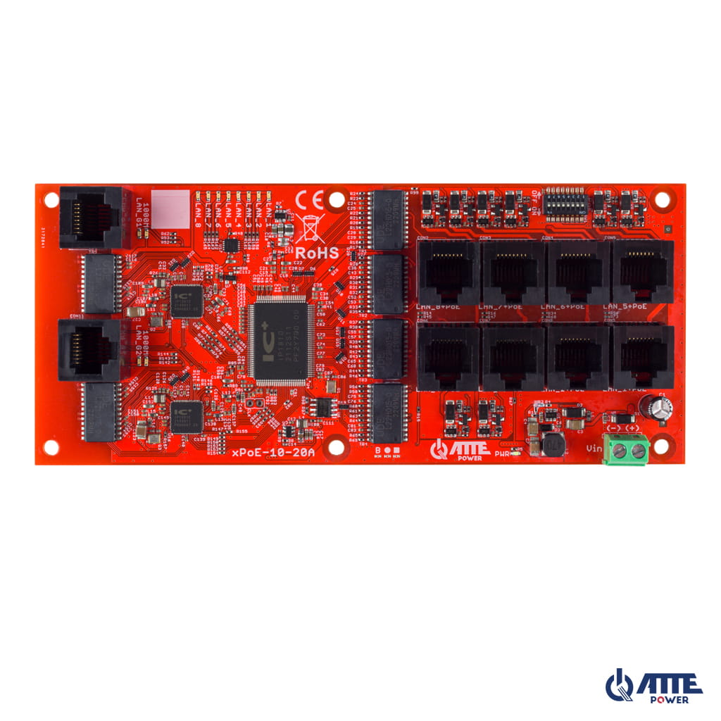 [xPoE-10-20A-OF] ATTE - Switch PoE 10 ports (8 × PoE 10/100 Mb/s + 2 × Gigabit uplink)