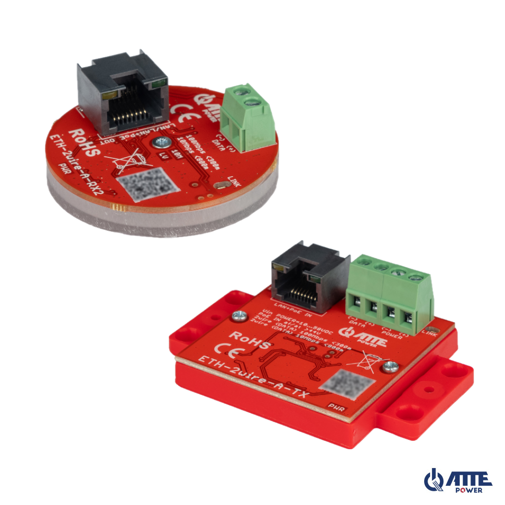 [ETH-2wire-A-SET2] ATTE - Kit Ethernet et PoE sur 2 fils 10/100 Mb/s – récepteur rond, portée 800 m