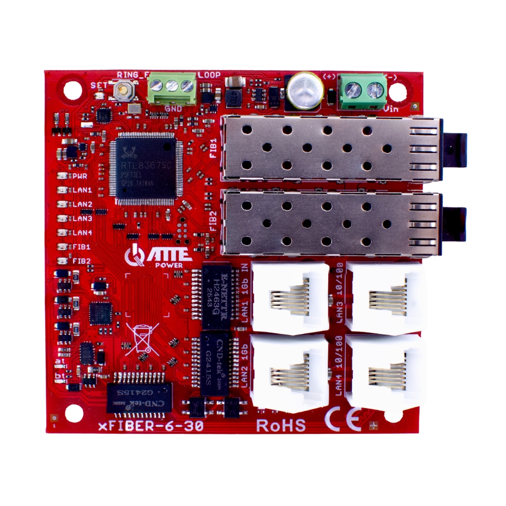 [xFIBER-6-30-OF] ATTE - Switch PoE 4 ports + 2 ports SFP 100/1000 Mb/s